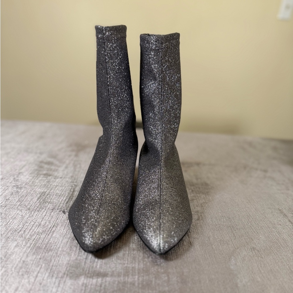 Gia Couture Silver Glitter Ankle Boots EU 40 Red Heel - Picture 6 of 8